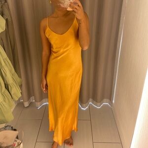 [Brand New] OAK + FORT Midi Slip Dress - Gold/Pumpkin - Small